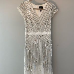 Adriana Papell Ivory Sequin Dress